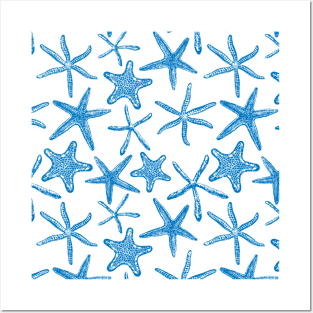 Sea stars in blue Posters and Art